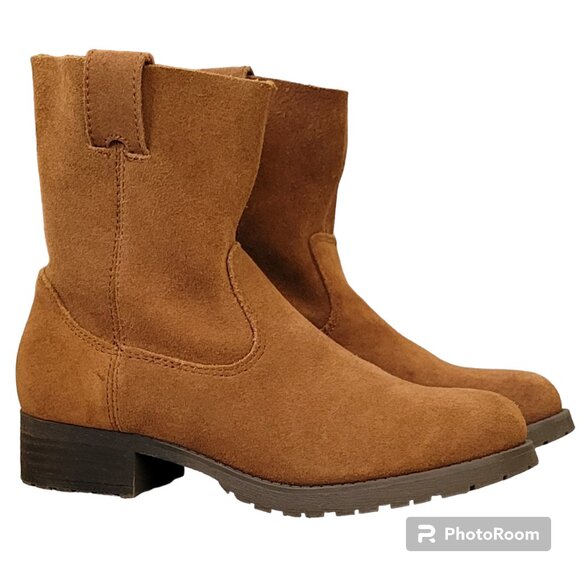 American Eagle Outfitters Genuine Suede Brown Camel Colored Bootie Boots NEW - Picture 1 of 15